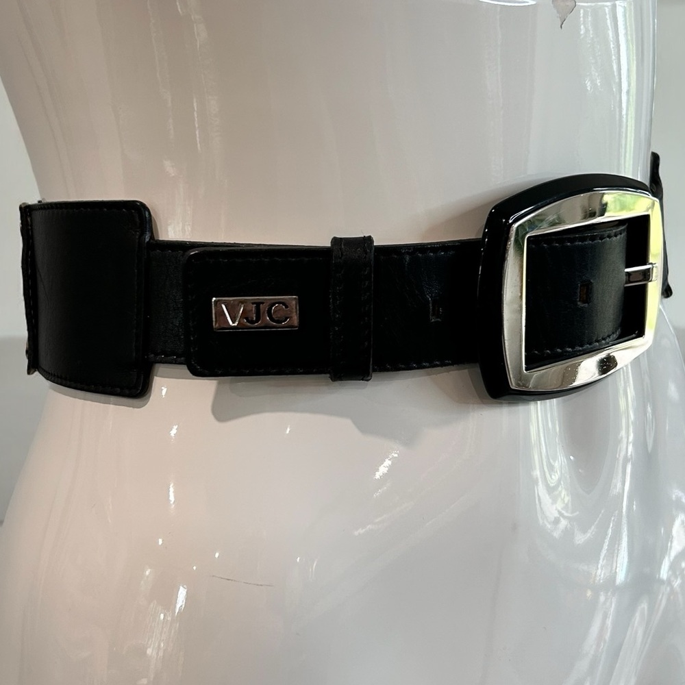Vintage Versace Jeans Couture Black Leather Statement Belt